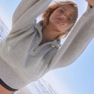 OFFLINE by Aerie corset cropped gray quarter zip